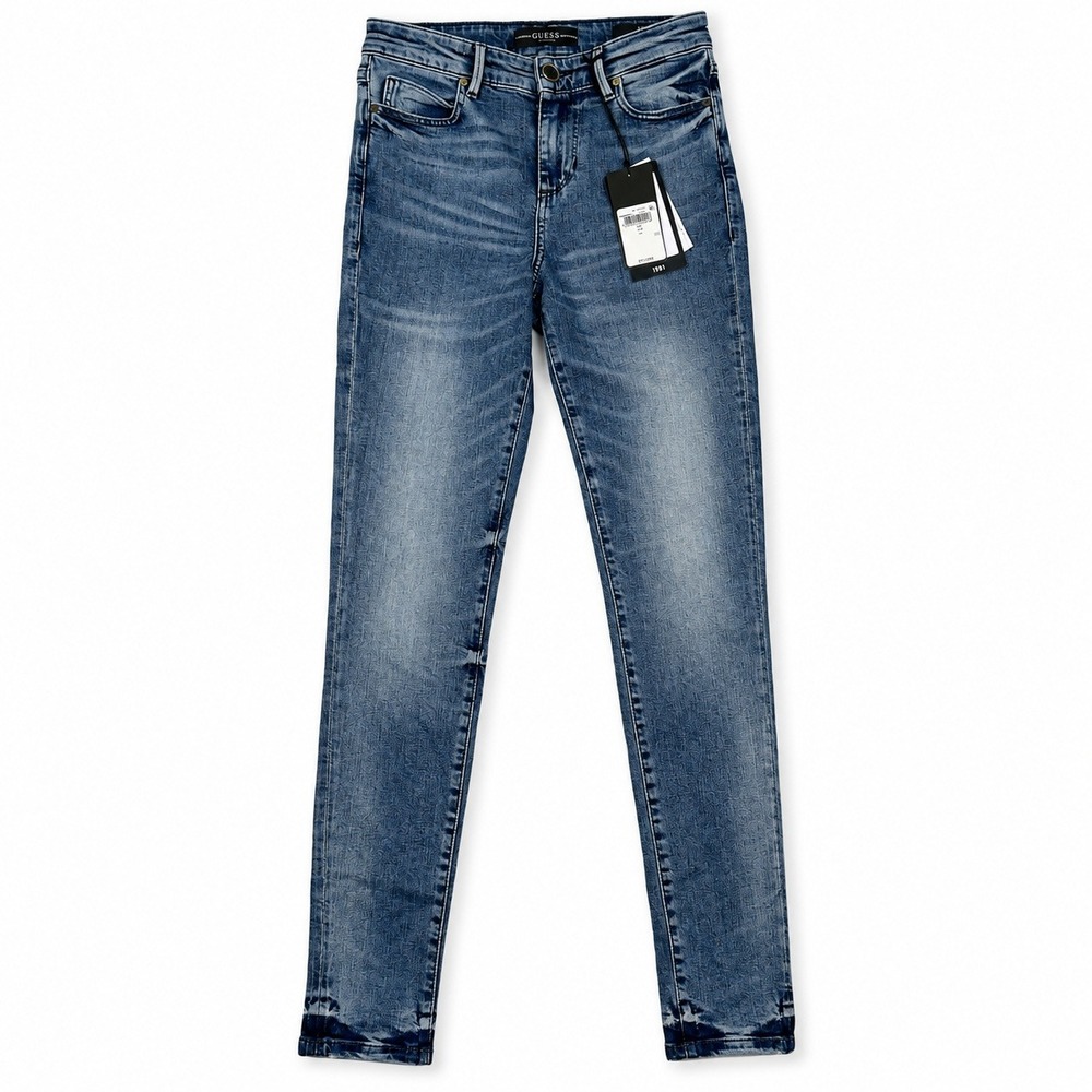 Guess 1981 Skinny High Jeans Womens 25 Blue Denim Faded High Rise NWT